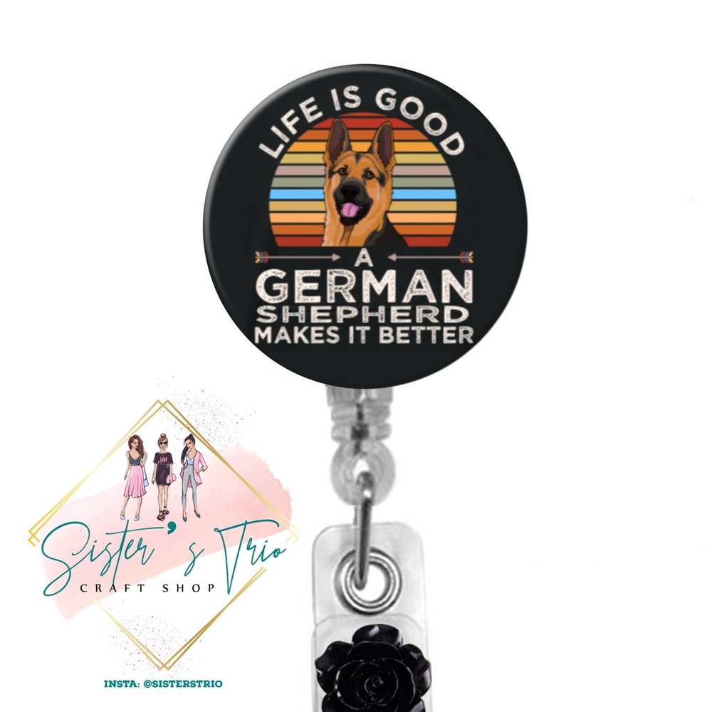 German Shepard Pride  Retractable Badge Holder